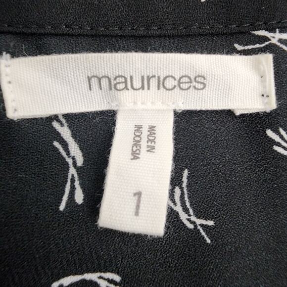 Maurices Women Perfect Blouse Zipper Front Lattice Shoulder Size 1X Black Hi Low - Picture 8 of 10